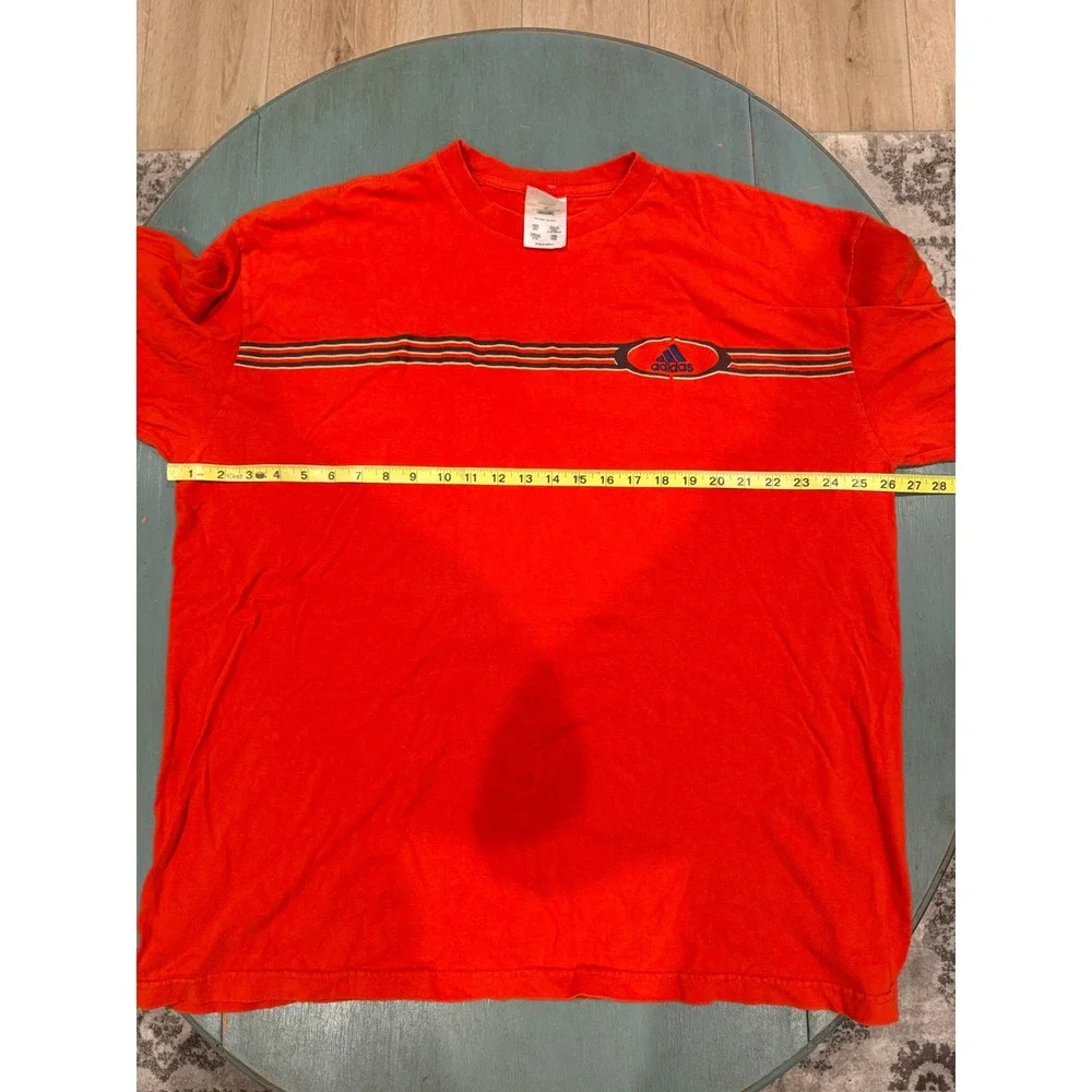 Vintage Y2K 2004 Adidas Long Sleeve T-Shirt Orange Striped Logo Mens 2XL DDE001
